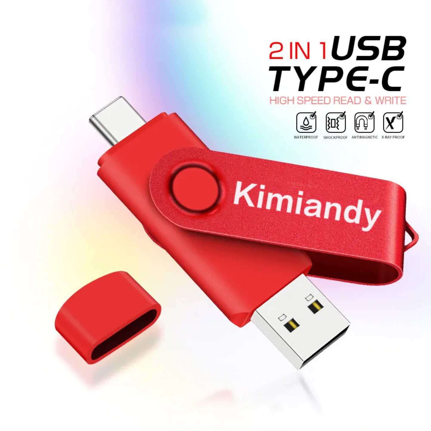 Kimiandy Red Rotatable USB Flash Drive 64GB 128G 2.0TYPE-C USB Stick Creative Gift Pen Drive