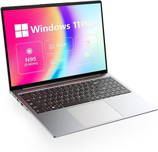 Kimiandy Laptop 16 inch Windows 11 Pro, VocBook 16, Intel 12th Gen N95, Up to 3.4GHz,gray
